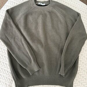 Zara Women’s Moss Green Crew Neck  Sweater